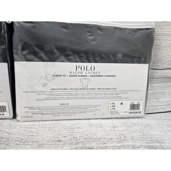 Polo Ralph Lauren Men's 6 Classic Fit Crew Neck T-Shirts BLACK XL (2 PCKS OF 3) - Picture 5 of 6